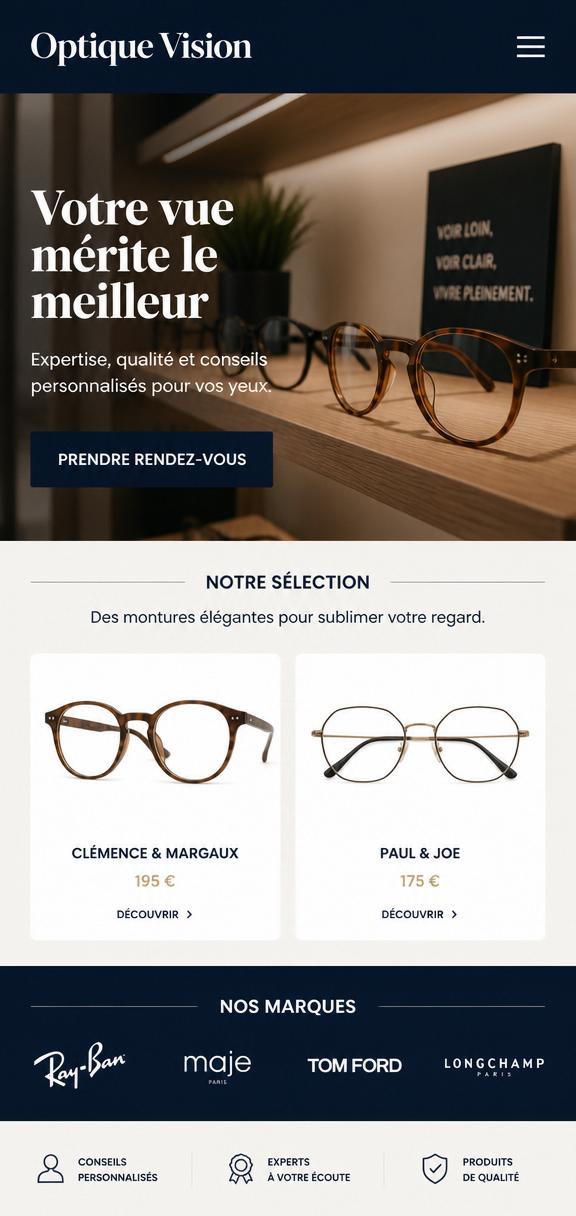 Aperçu site Opticien